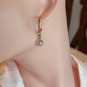 Gold Tone Earrings with Pearl Charm